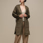 Cappotto donna effetto suede con borchie