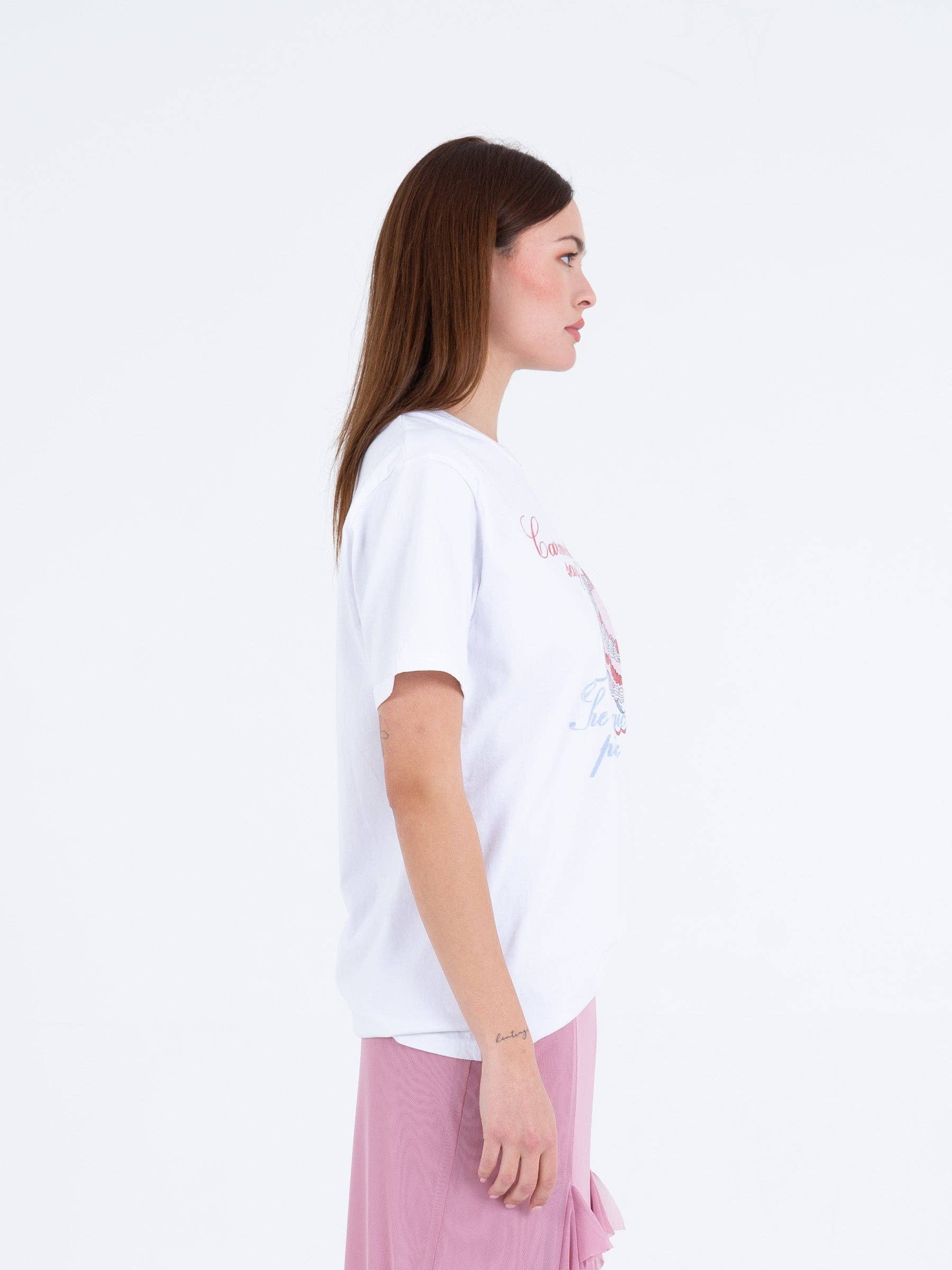 T-shirt bianca con stampa torta