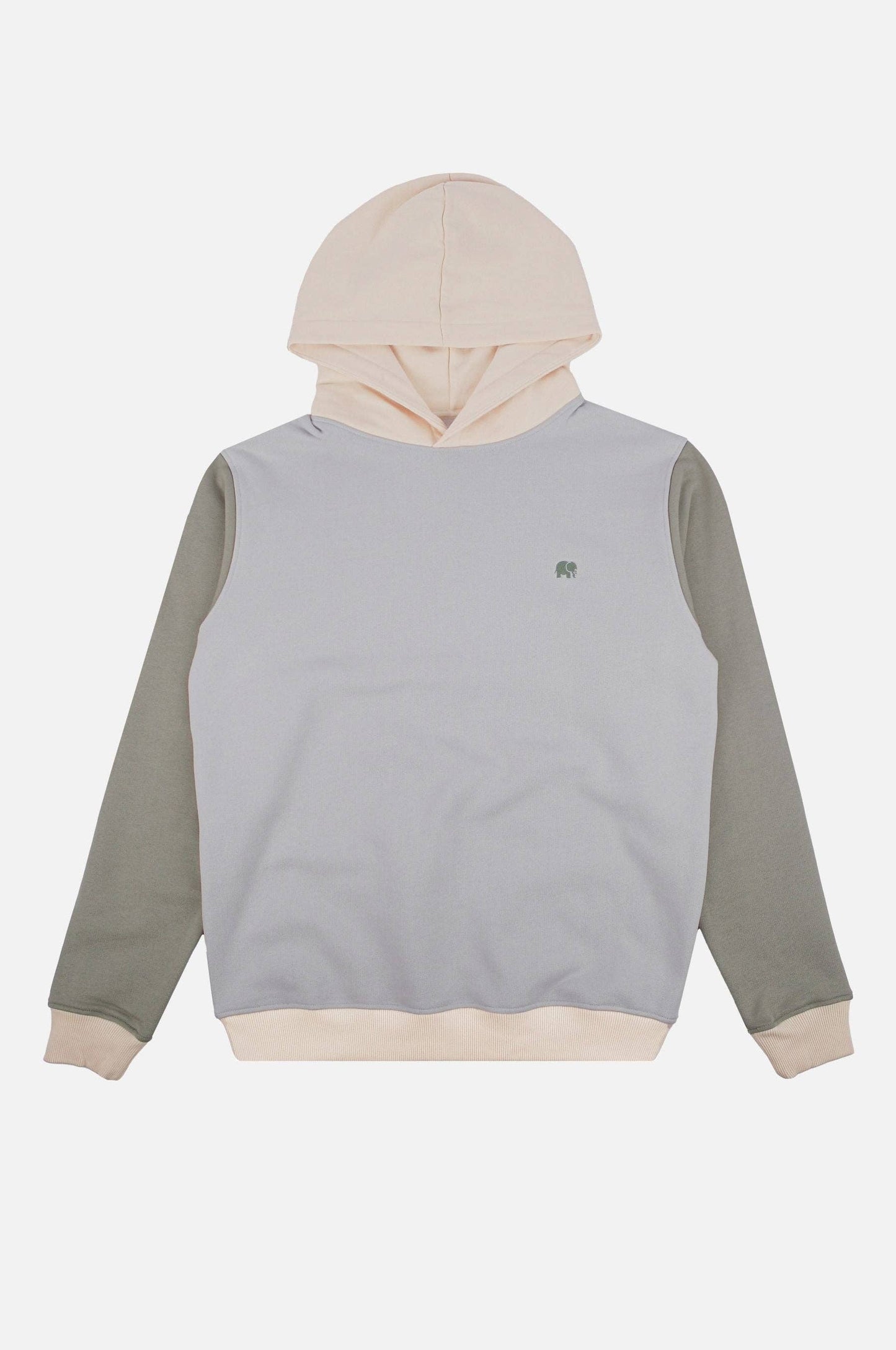Felpa con cappuccio color block Acciaio Nebbia