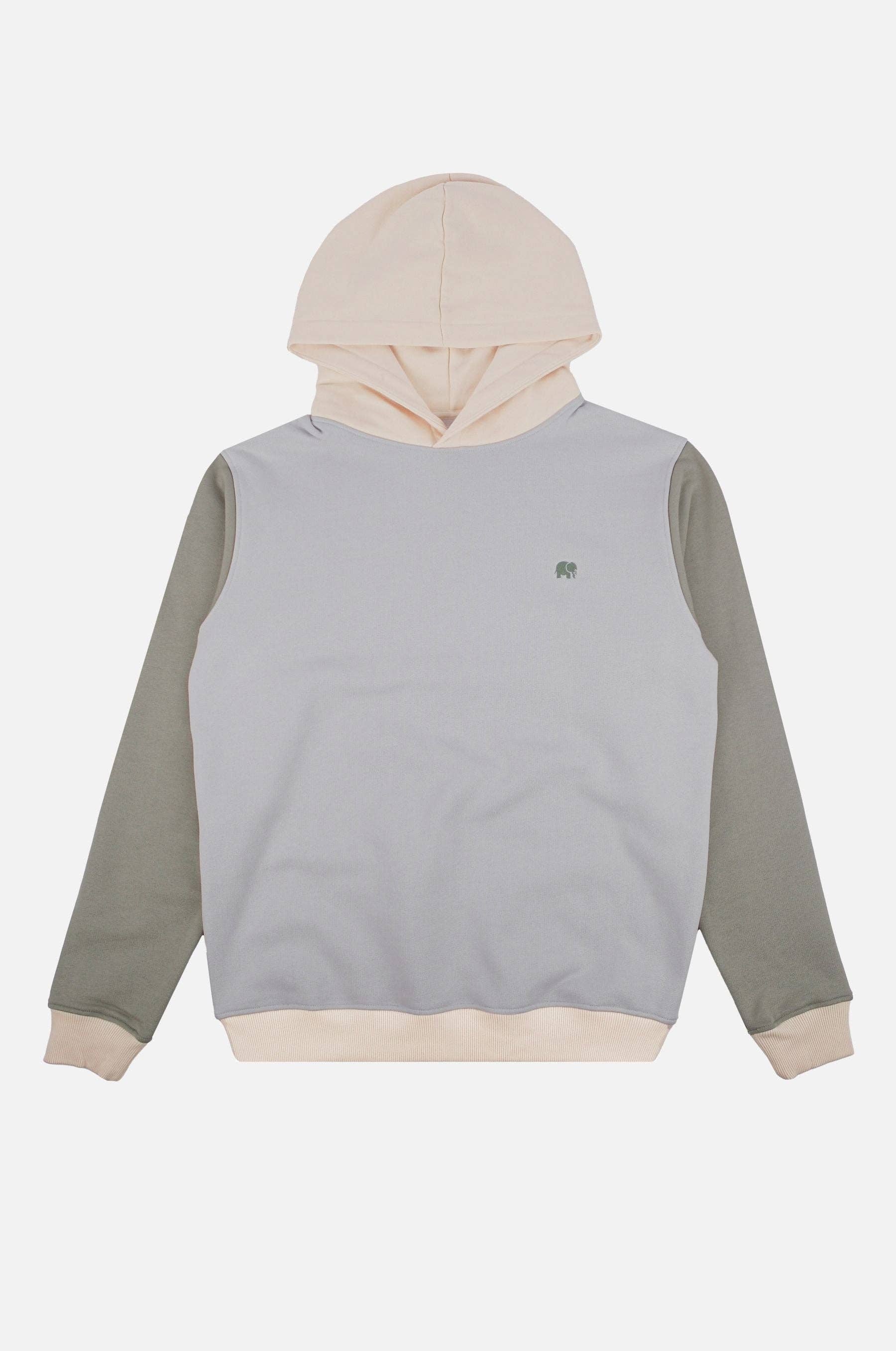 Felpa con cappuccio color block Acciaio Nebbia