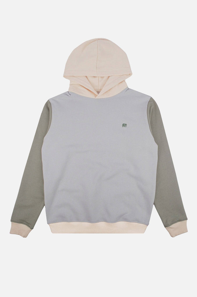 Felpa con cappuccio color block Acciaio Nebbia