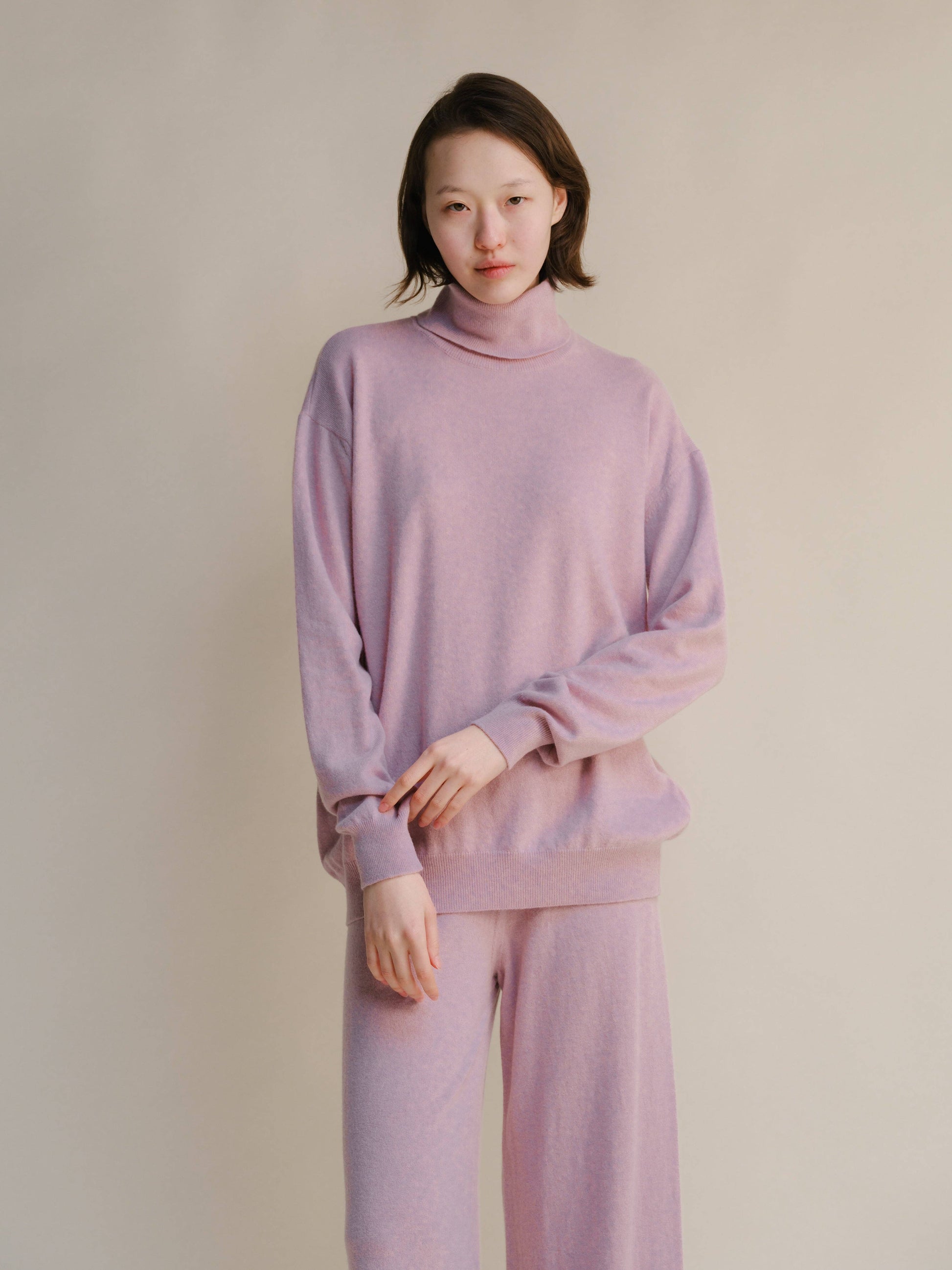 Maglione dolcevita classico in misto cashmere