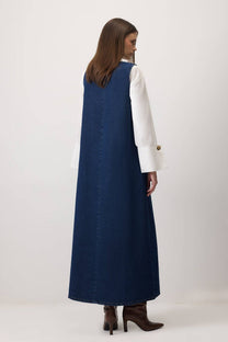 Abito lungo in denim con scollo a V