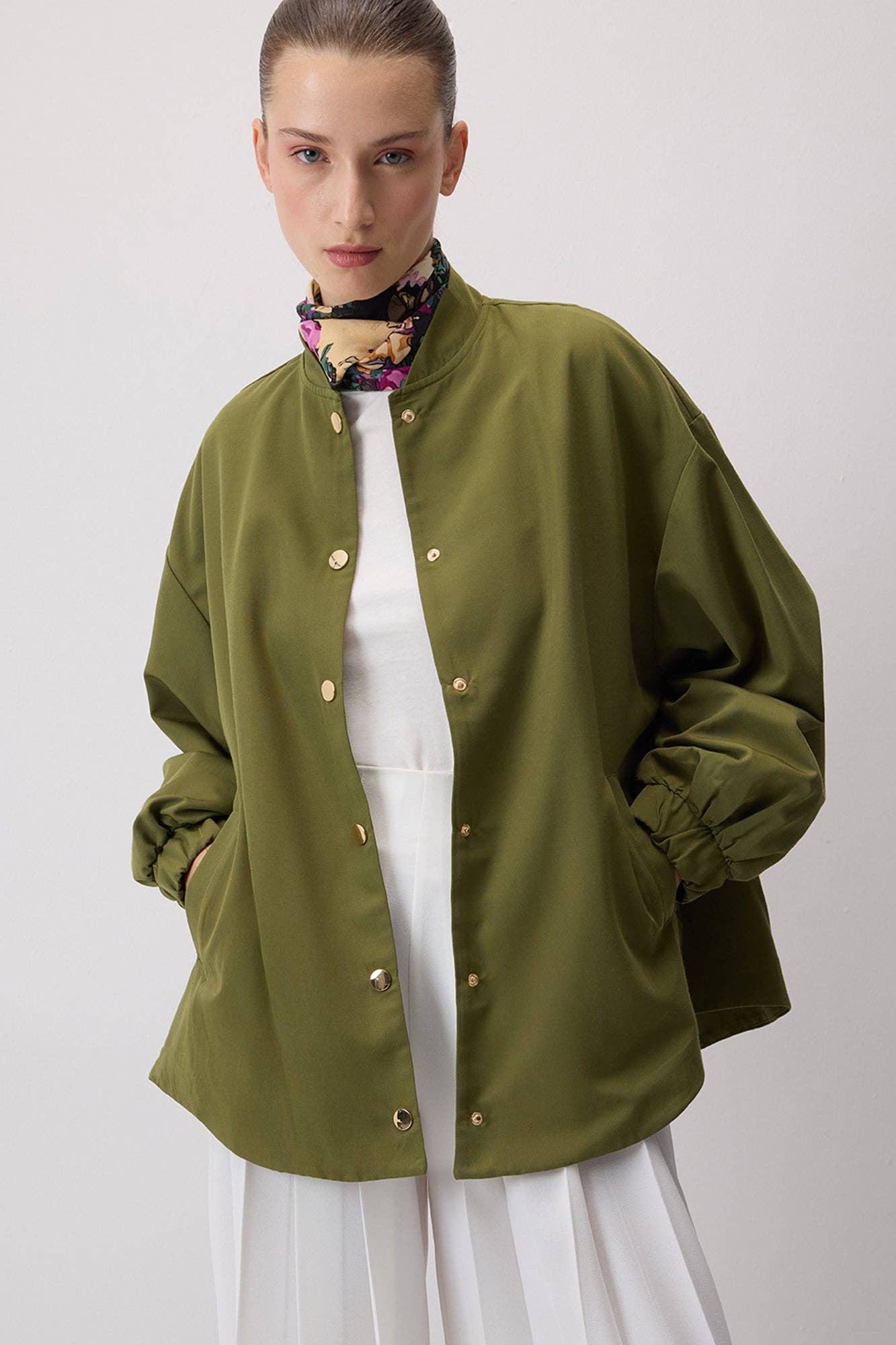 Giacca bomber imbottita oversize verde oliva