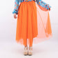 Gonna midi in tulle con fodera e vita elasticizzata