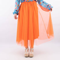 Gonna midi in tulle con fodera e vita elasticizzata