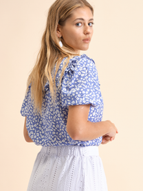 Blusa floreale in viscosa con volant