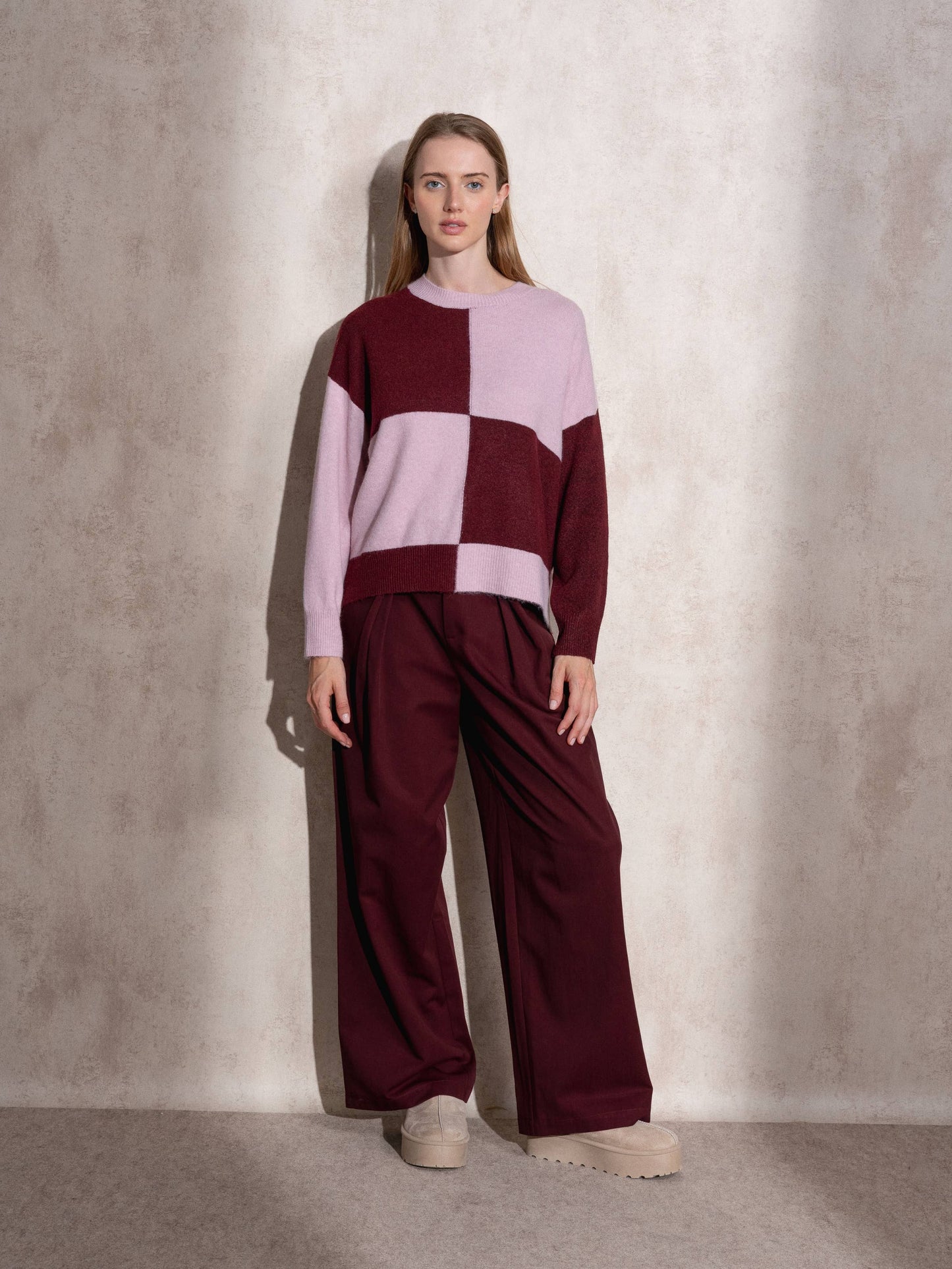 Maglione in maglia a quadri color block
