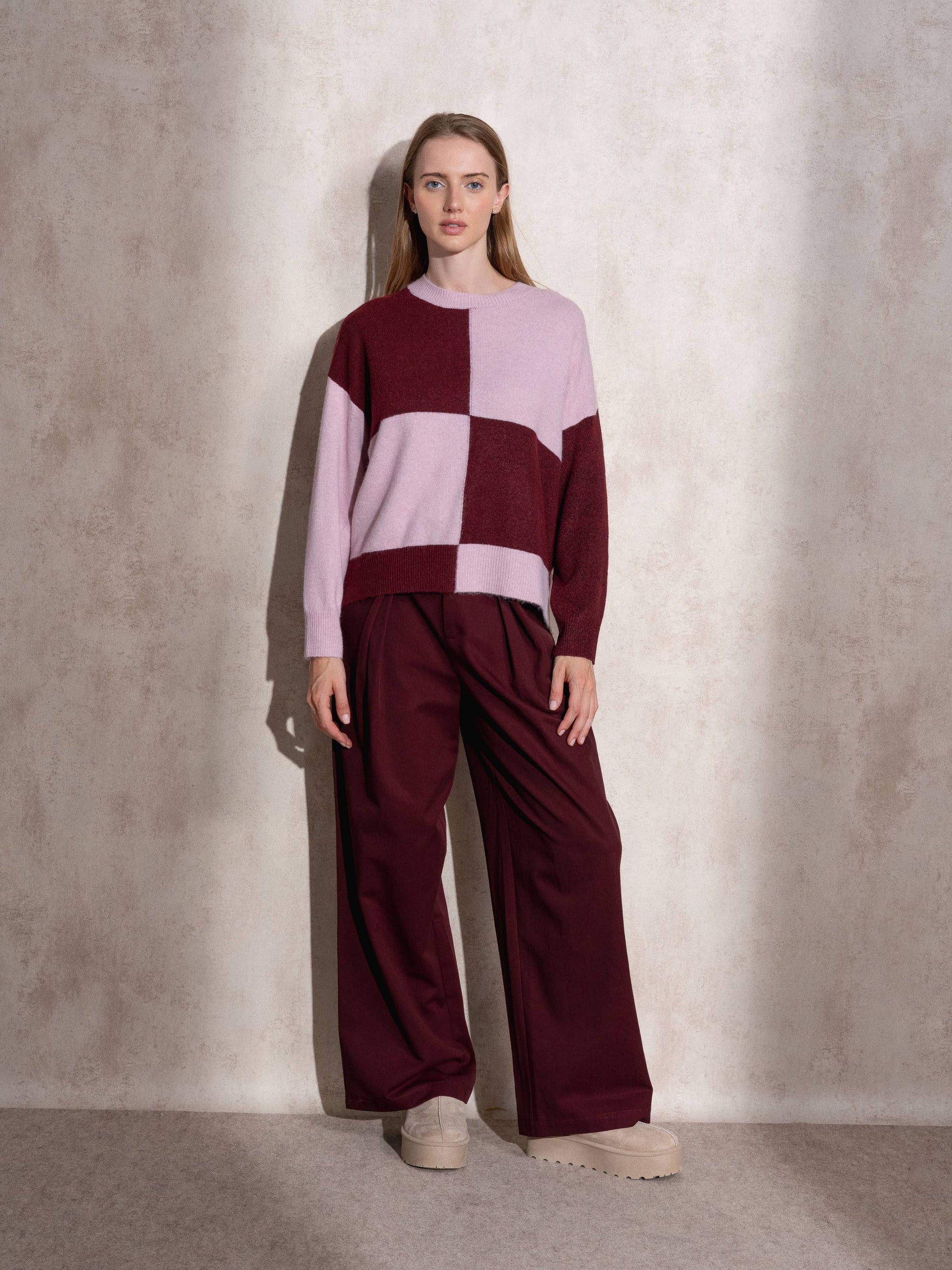 Maglione in maglia a quadri color block