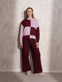 Maglione in maglia a quadri color block