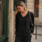 Maglia scollo a V con profili a contrasto