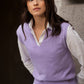 Gilet in maglia lilla con scollo a V