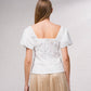 Blusa con scollo quadrato e maniche a sbuffo