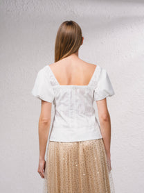 Blusa con scollo quadrato e maniche a sbuffo