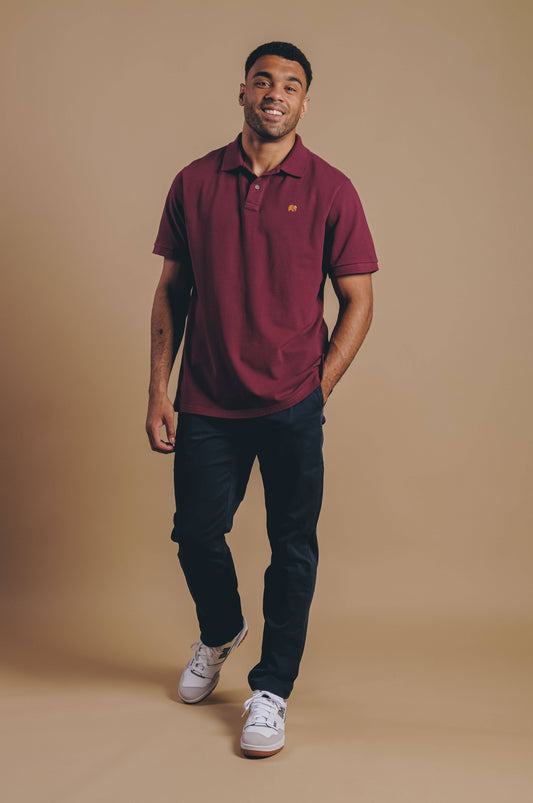 Polo Essential in Cotone Biologico Bordeaux