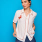 Camicia bianca ricamata stile guayabera Javea