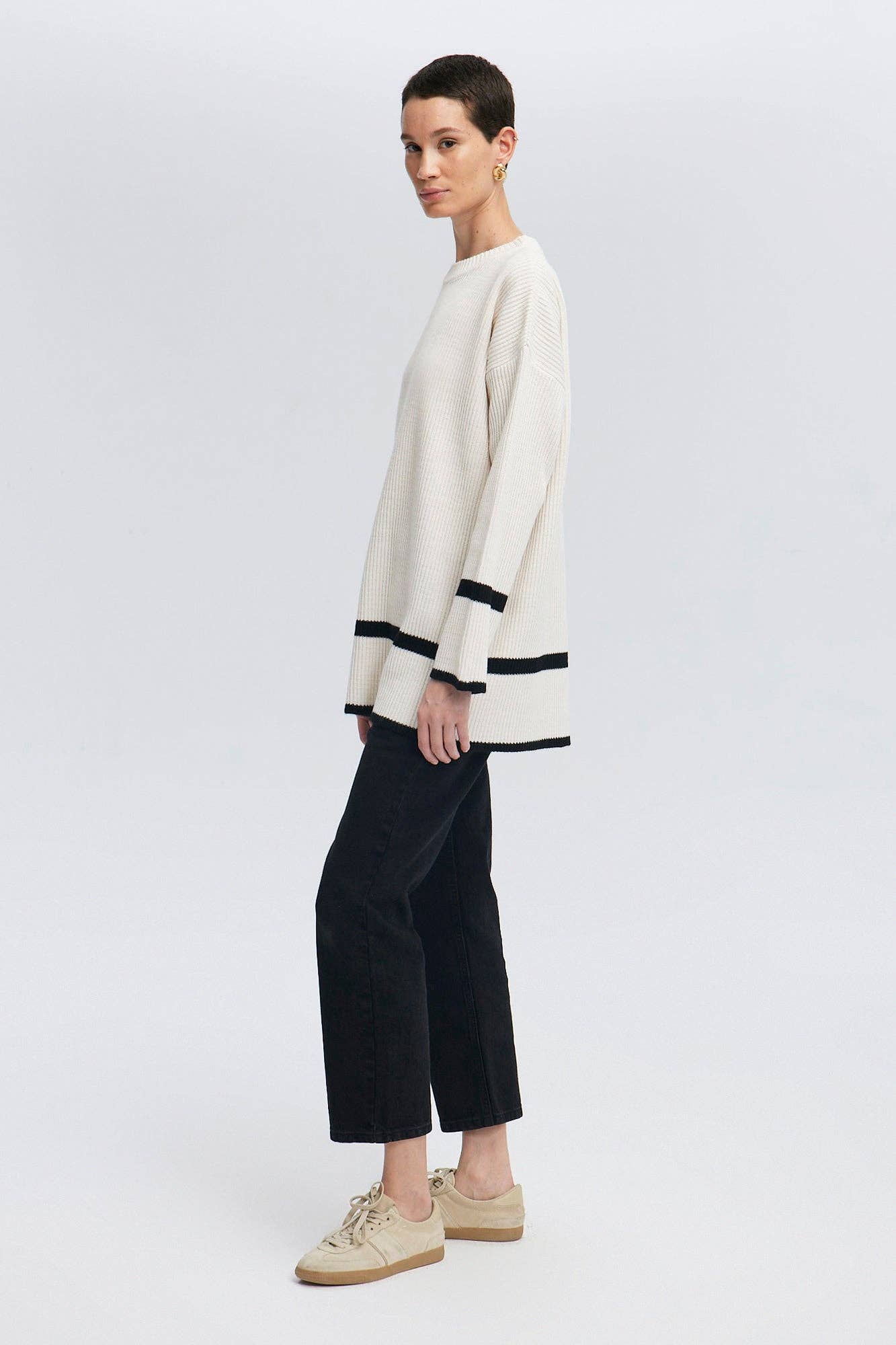 Tunica in maglia a righe bicolor