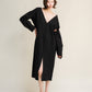 Abito reversibile in lana Merino con scollo a V