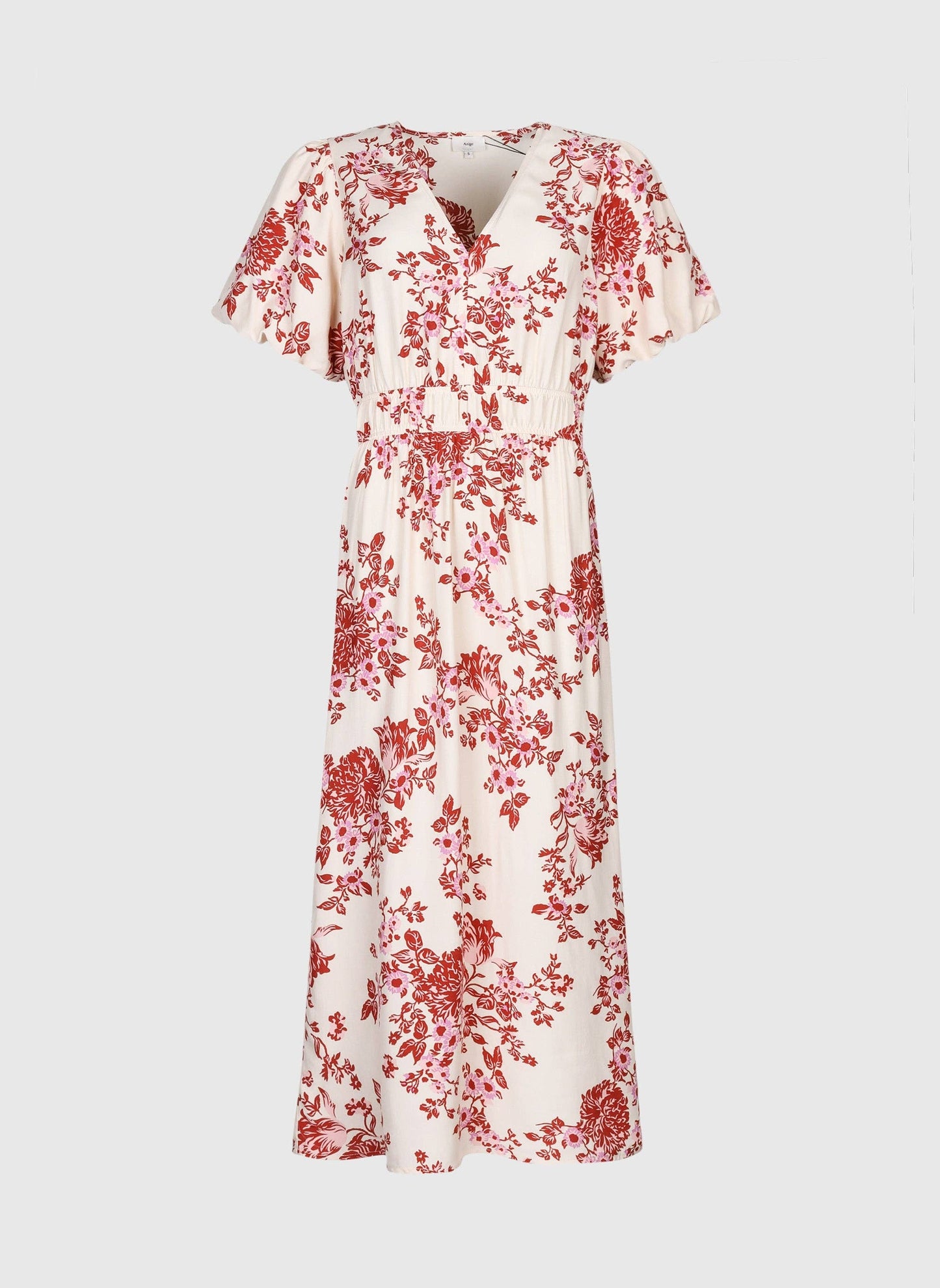 Abito midi Melila rosa con stampa floreale