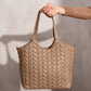 Borsa shopper trapuntata in ecopelle