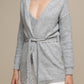 Cardigan in maglia con cintura e micro paillettes
