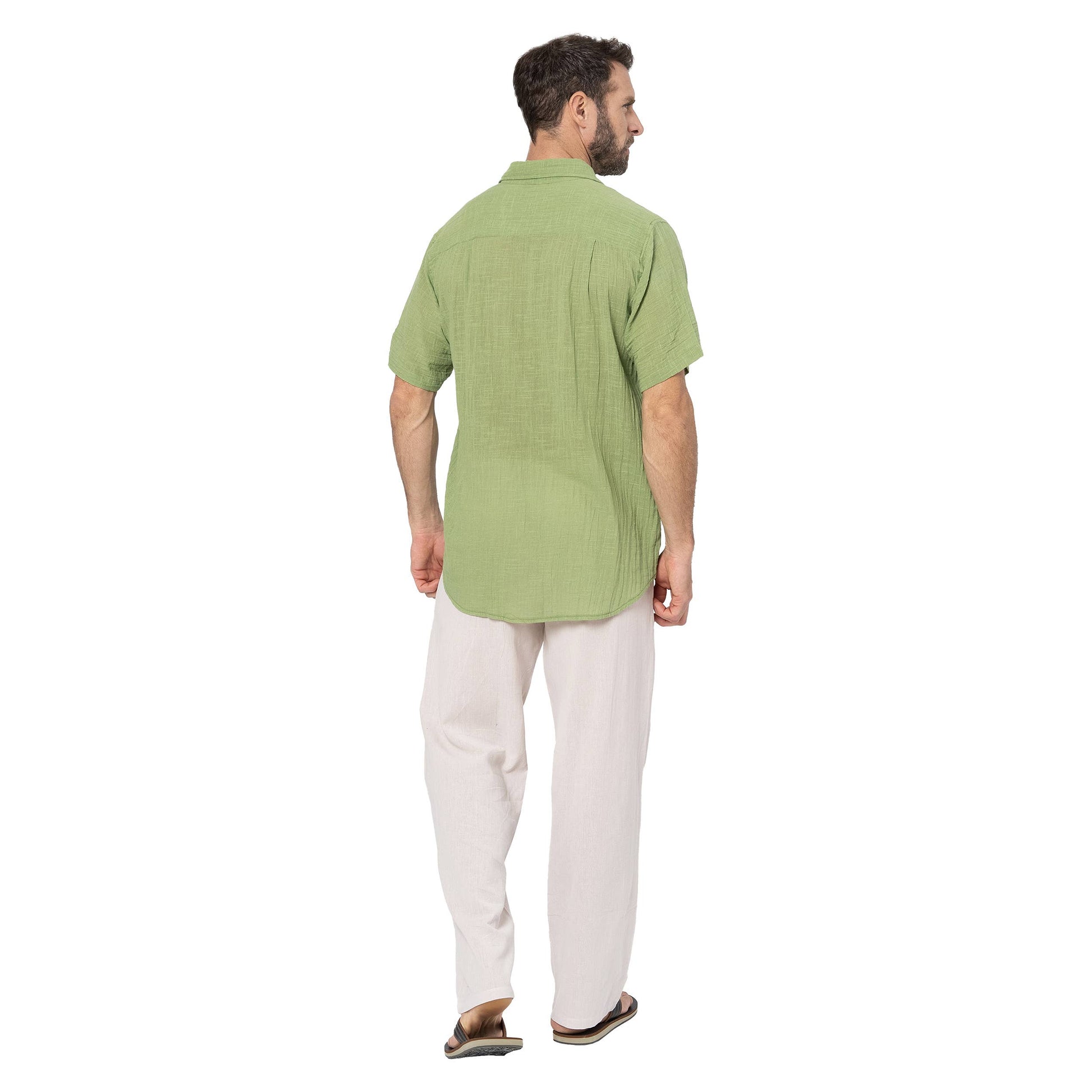 Camicia estiva a manica corta in cotone verde