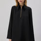 Tunica nera con zip e collo a camicia