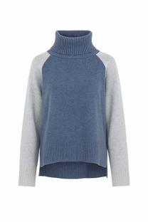 Maglia bicolore in lana e cashmere con collo alto