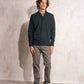 Maglione polo in cotone con mezza zip da uomo