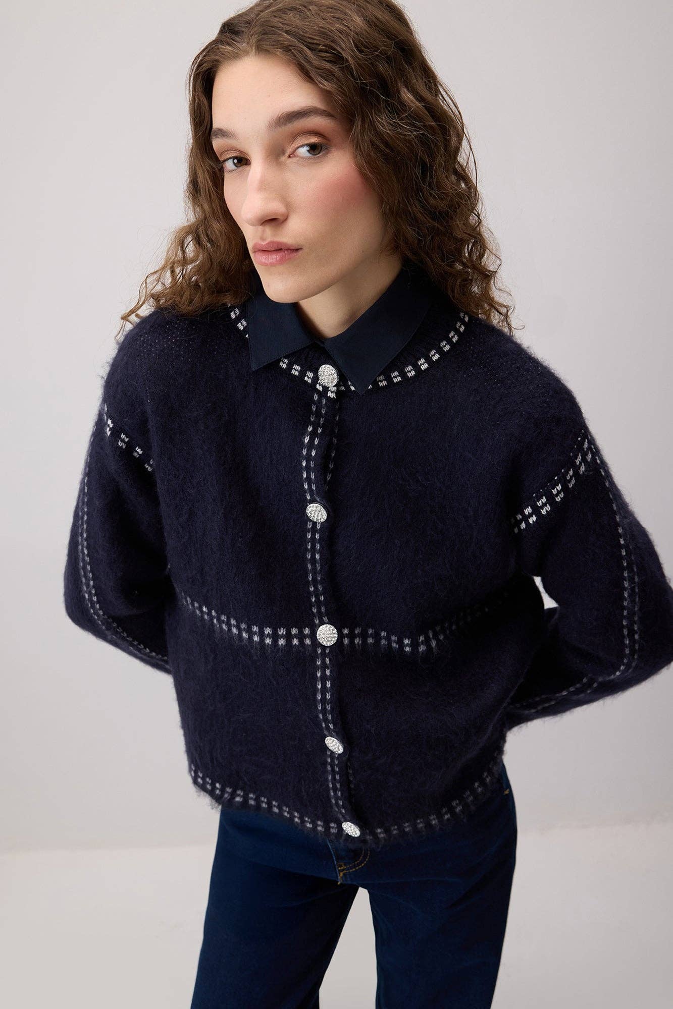 Cardigan Rashed a Contrasto