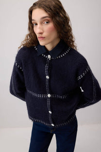 Cardigan Rashed a Contrasto