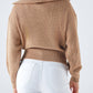 Maglia a costine con zip e collo ampio