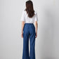 Pantaloni in denim leggero a vita alta con coulisse