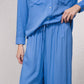 Pantaloni ampi e fluidi in misto lino blu