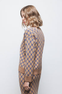 Maglione jacquard con motivo geometrico