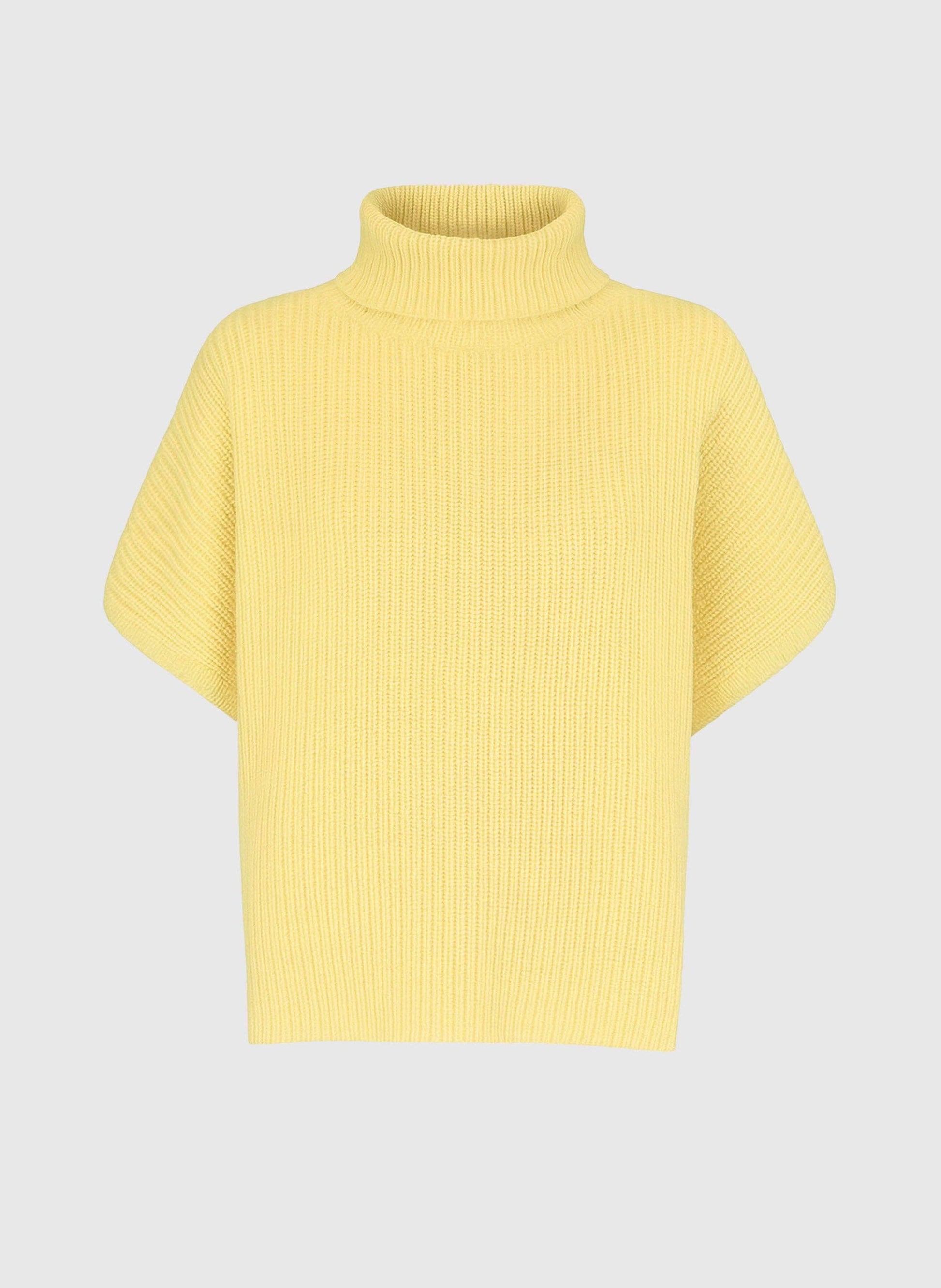 Maglione dolcevita oversize senza maniche giallo pulcino