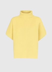 Maglione dolcevita oversize senza maniche giallo pulcino