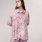 Vestito corto oversize in satin con stampa