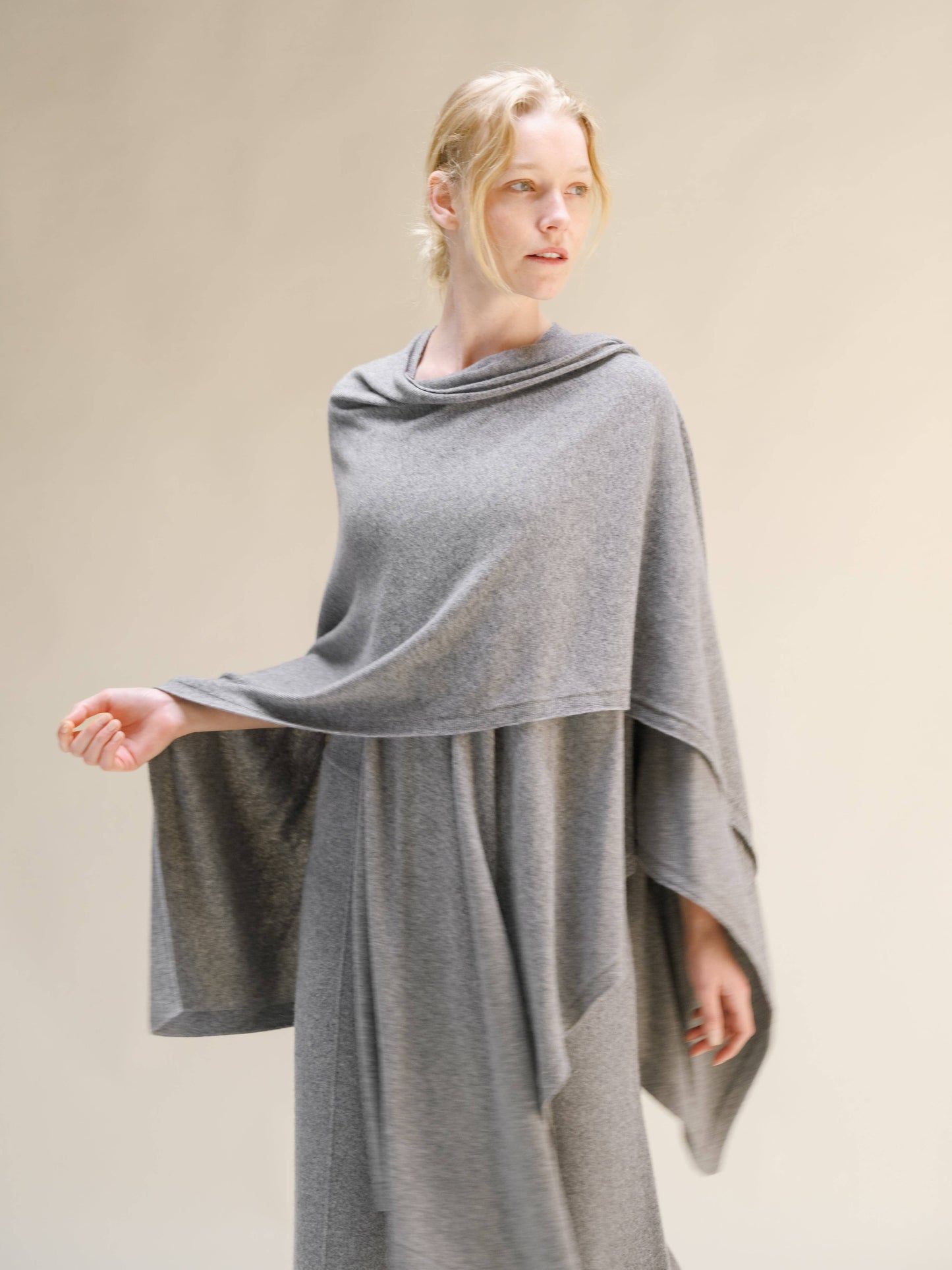 Maxi mantella in misto cashmere