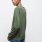 Maglione in maglia misto lana e cashmere verde con girocollo