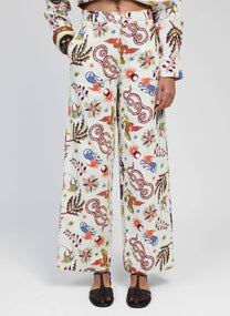 Pantaloni Rossy a fantasia écru