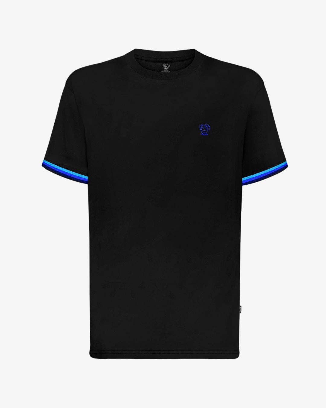T-shirt premium antimacchia nera con dettagli blu