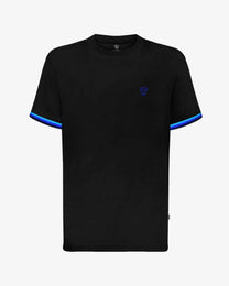 T-shirt premium antimacchia nera con dettagli blu