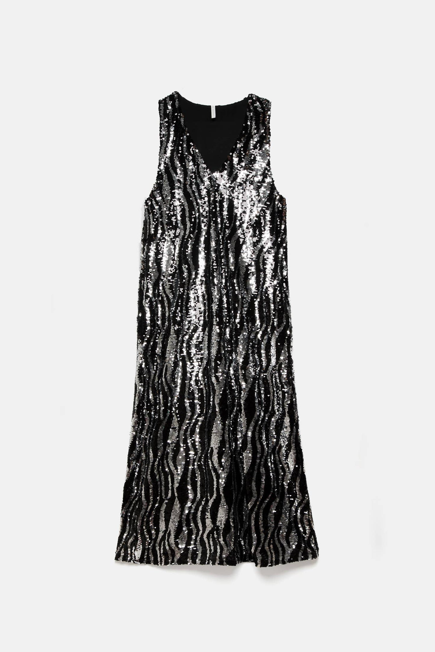Abito lungo con paillettes e scollo a V