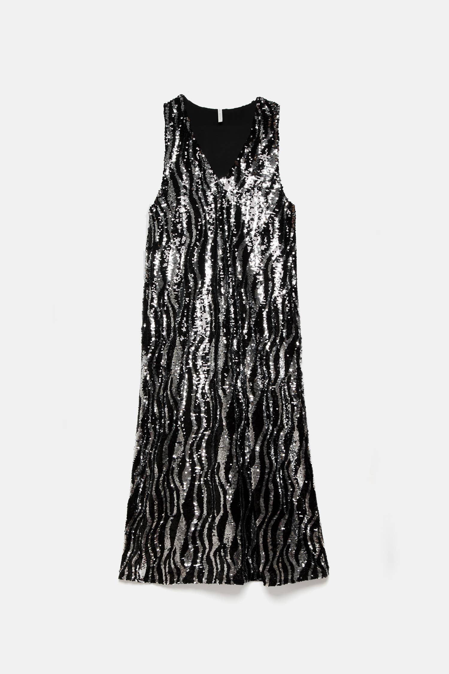 Abito lungo con paillettes e scollo a V