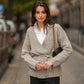 Cappotto in maglia mélange con cintura