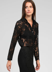 Camicia in pizzo nera Avryno