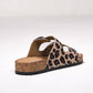 Sandali bassi animalier con fibbie gioiello