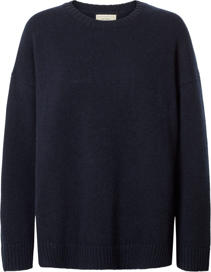 Maglione Emely in lana d’agnello biologica GOTS blu notte
