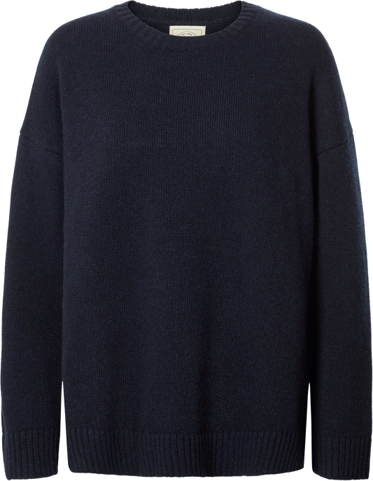 Maglione Emely in lana d’agnello biologica GOTS blu notte